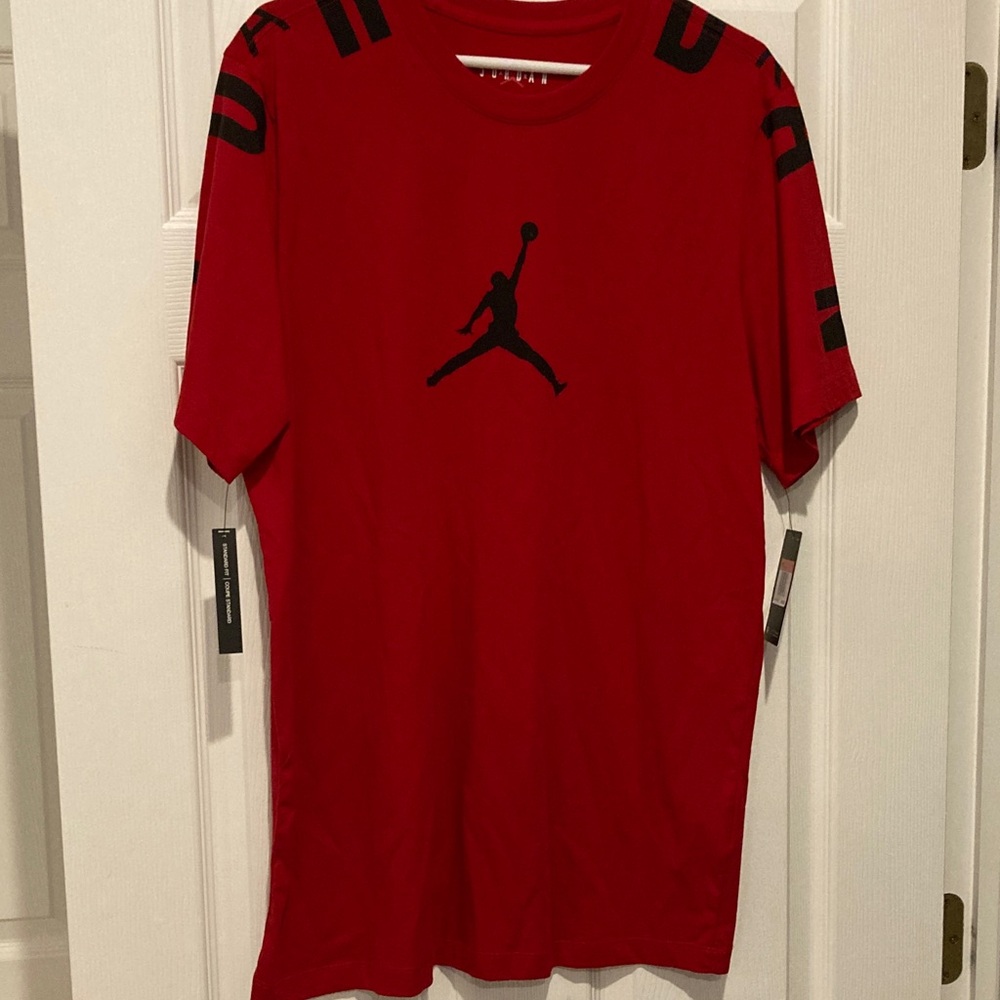 Jordan Red Short Sleeve Tee with Black Logo